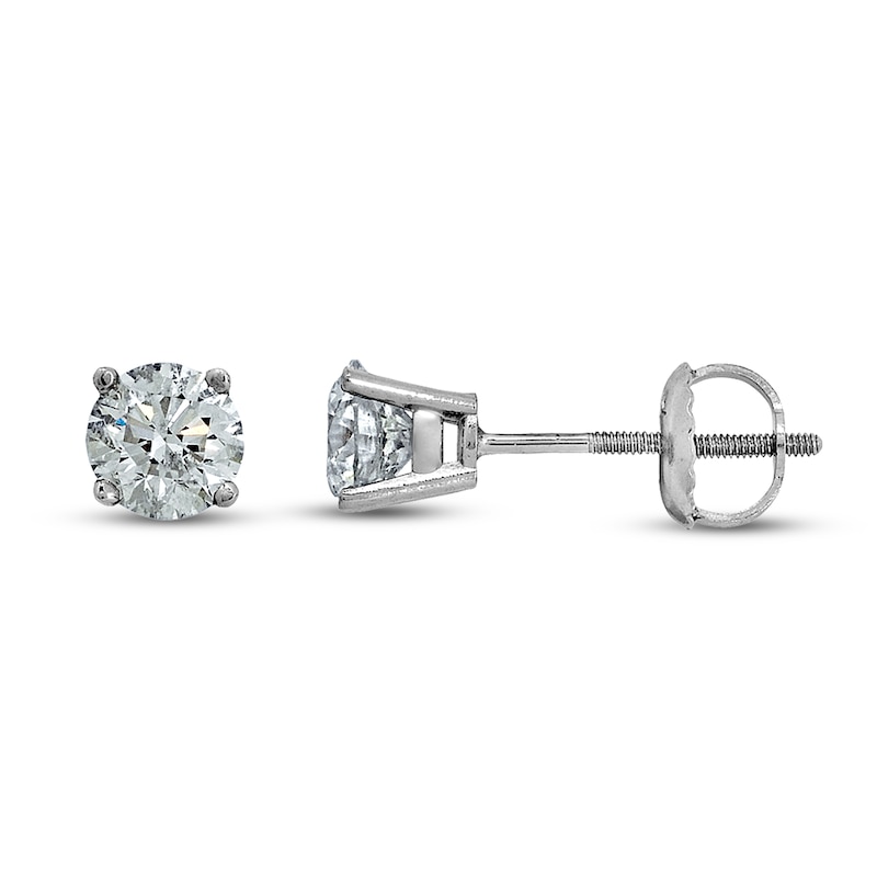 Main Image 1 of Certified Diamond Solitaire Earrings 1/3 ct tw Round 14K White Gold (I1/I)