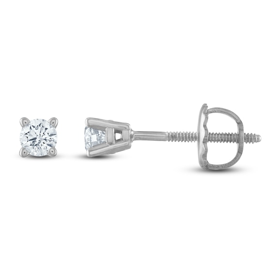 Certified Diamond Solitaire Earrings 1/4 ct tw Round 14K White Gold (I1/I)