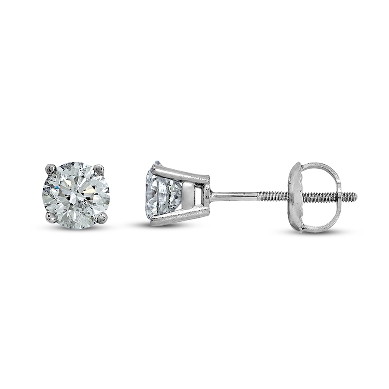 Main Image 1 of Certified Diamond Solitaire Earrings 1/4 ct tw Round 14K White Gold (I1/I)