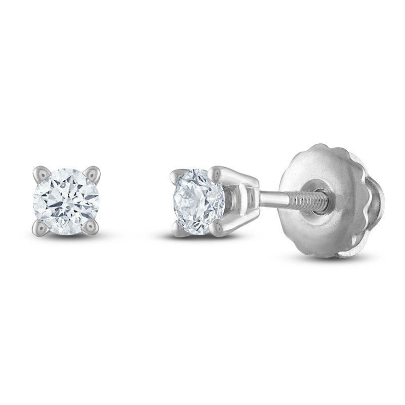 Certified Diamond Solitaire Earrings 1/4 ct tw Round 14K White Gold (I1/I)