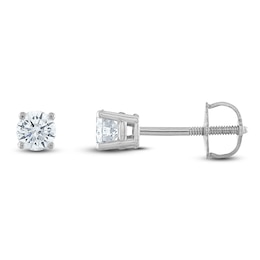 Certified Diamond Solitaire Earrings 1/2 ct tw Round 14K White Gold (I1/I)