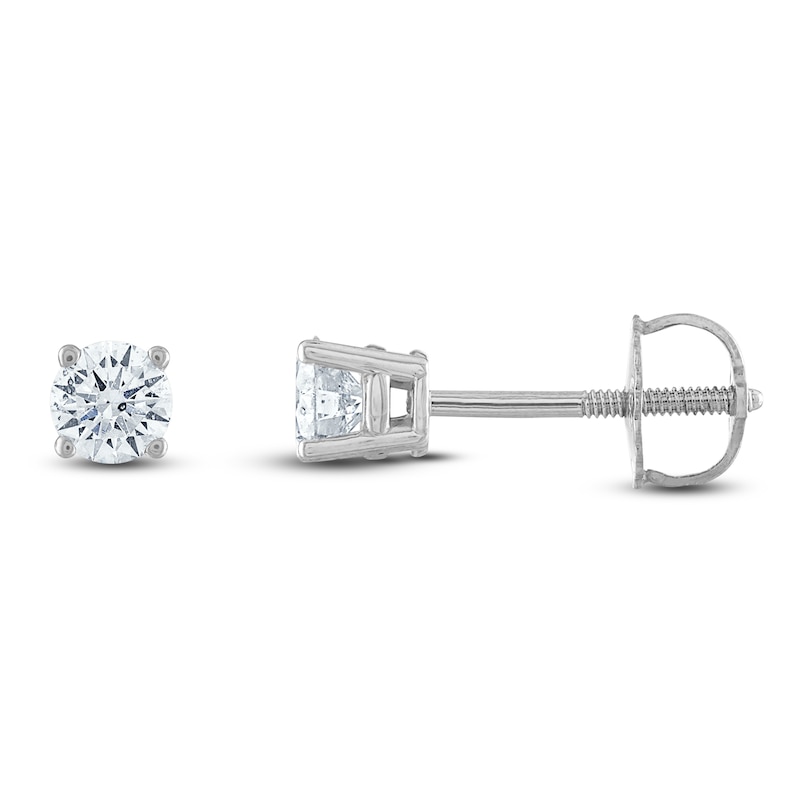 Main Image 1 of Certified Diamond Solitaire Earrings 1/2 ct tw Round 14K White Gold (I1/I)