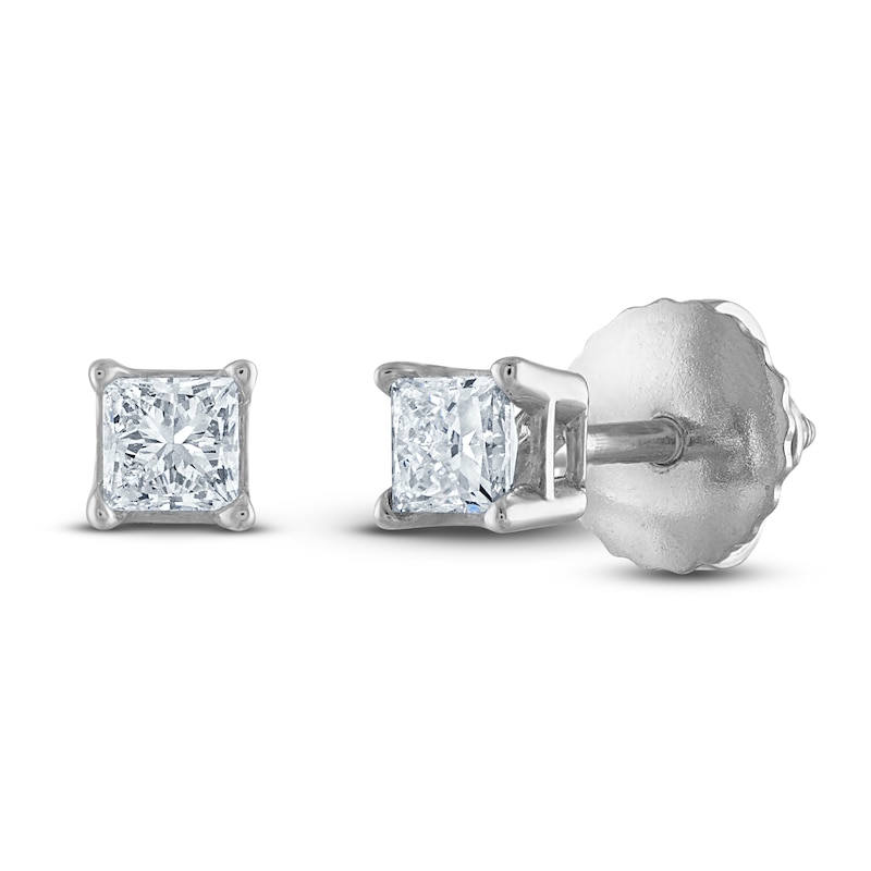 Certified Diamond Solitaire Earrings 1/4 ct tw Princess 14K White Gold (I1/I)