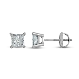 Certified Diamond Solitaire Earrings 1/3 ct tw Princess 14K White Gold (I1/I)