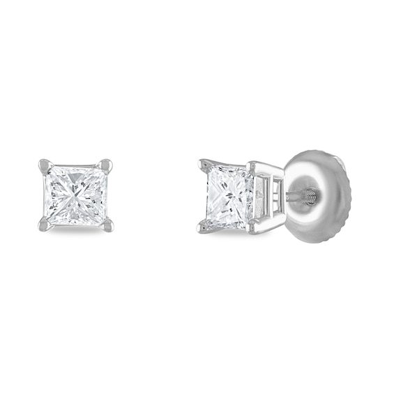 Diamond Solitaire Earrings 3/4 ct tw Princess 14K White Gold (I1/I)