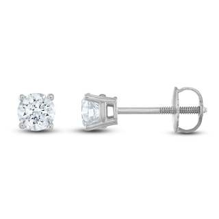 Diamond Solitaire Earrings 1 ct tw Round 14K White Gold (I1/I)