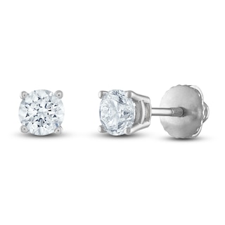 Certified Diamond Solitaire Earrings 1 ct tw Round 14K White Gold (I1/I ...