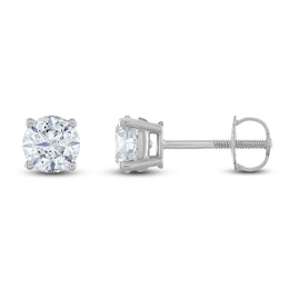 Certified Diamond Solitaire Earrings 1-1/4 ct tw Round 14K White Gold (I1/I)