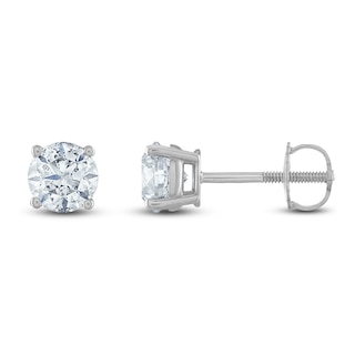 Certified Diamond Solitaire Earrings 1-1/4 ct tw Round 14K White Gold (I1/I)