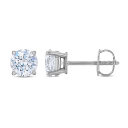 Certified Diamond Solitaire Earrings 2 ct tw Round 14K White Gold (I1/I)
