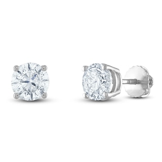 Certified Diamond Solitaire Earrings 2 ct tw Round 14K White Gold (I1/I ...