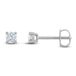 Certified Diamond Solitaire Earrings 1/3 ct tw Round 14K White Gold (I1/I)
