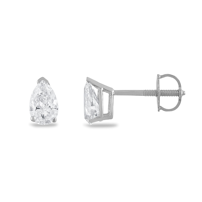 Certified Diamond Solitaire Earrings 3/4 ct tw Pear-shaped 18K White Gold (SI2/I)