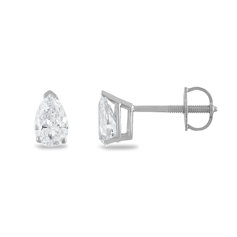 Certified Diamond Solitaire Earrings / ct tw Pear-shaped 18K White Gold (SI2/I