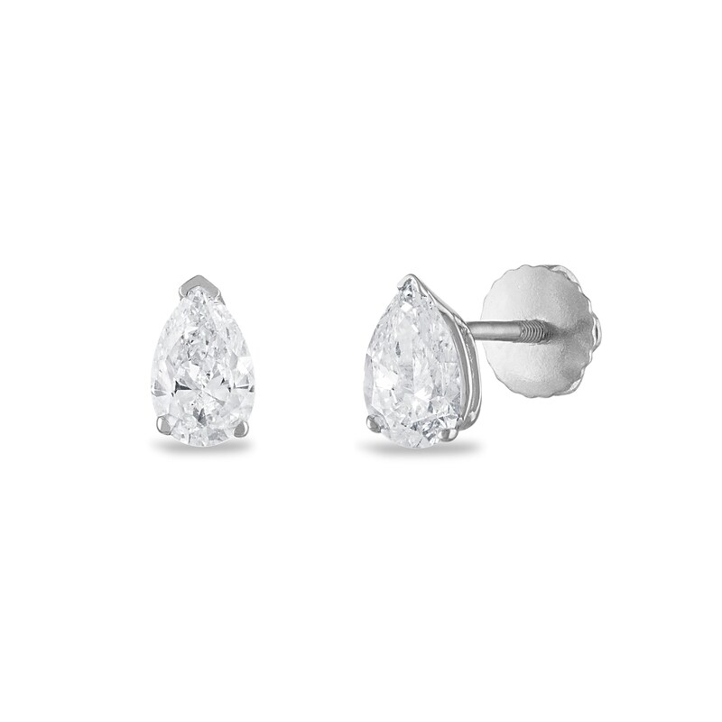 Main Image 2 of Certified Diamond Solitaire Earrings 3/4 ct tw Pear-shaped 18K White Gold (SI2/I)