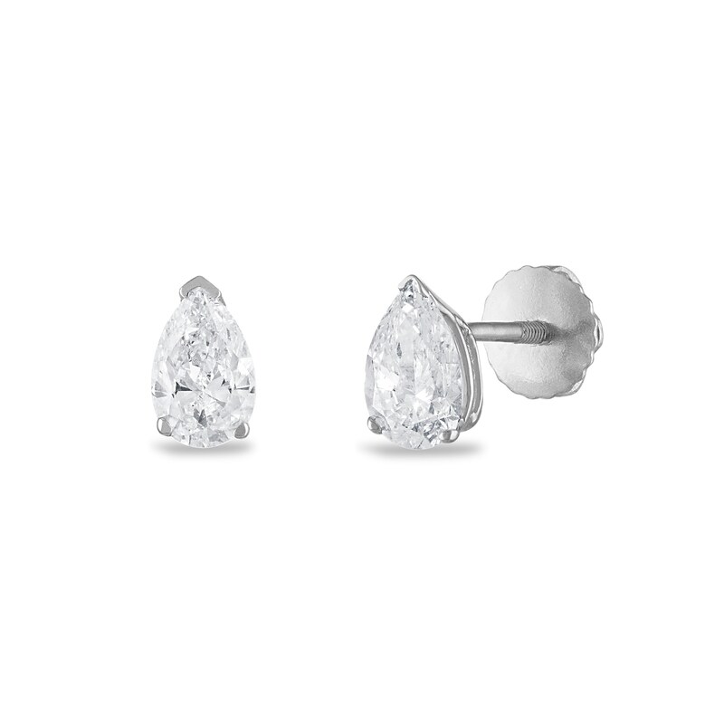 Certified Diamond Solitaire Earrings 3/4 ct tw Pear-shaped 18K White Gold (SI2/I)