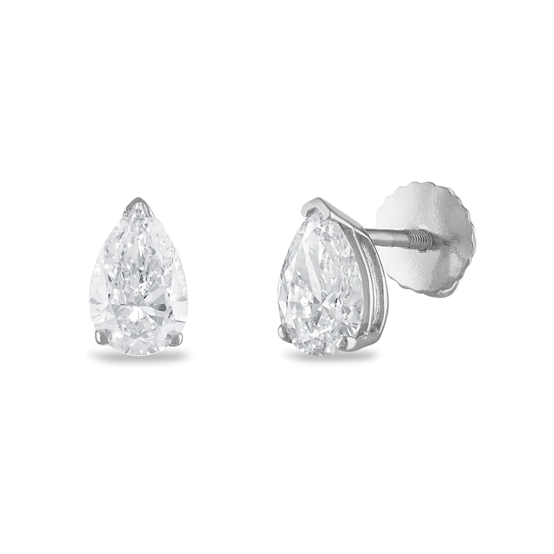 Certified Diamond Solitaire Earrings 1 ct tw Pear-shaped 18K White Gold (SI2/I)