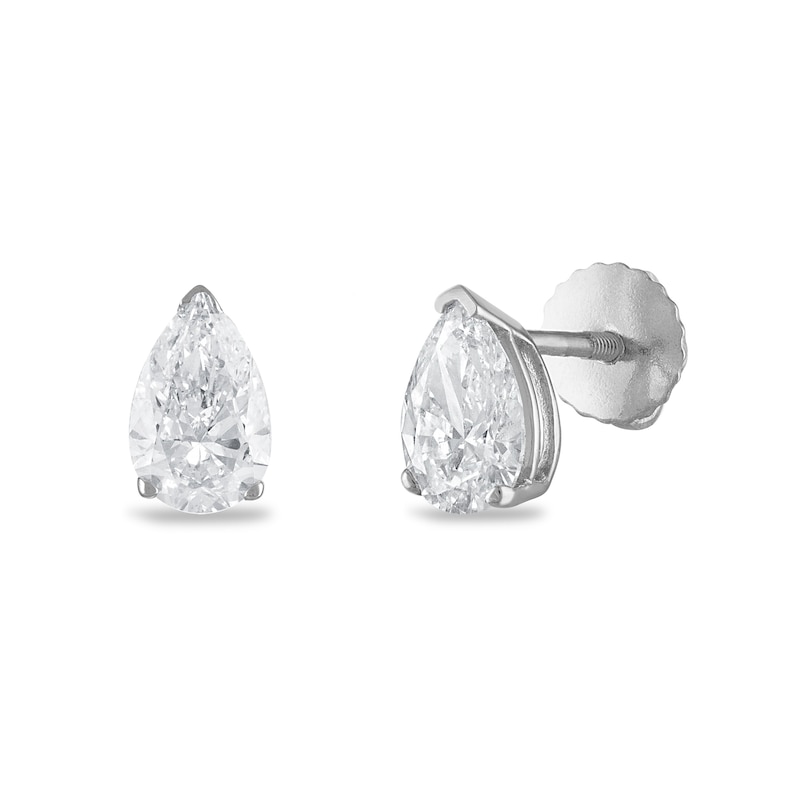 Main Image 2 of Certified Diamond Solitaire Earrings 1 ct tw Pear-shaped 18K White Gold (SI2/I)