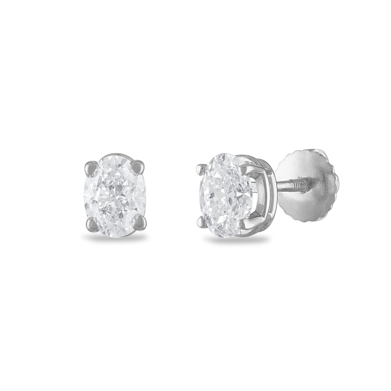 Certified Diamond Solitaire Earrings 1 ct tw Oval 18K White Gold (SI2/I ...