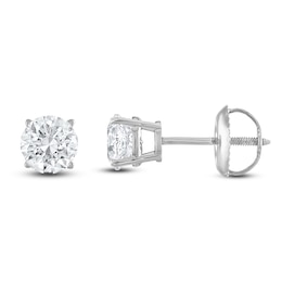 Certified Round-Cut Diamond Solitaire Stud Earrings 3/4 ct tw 14K White Gold (I1/I)