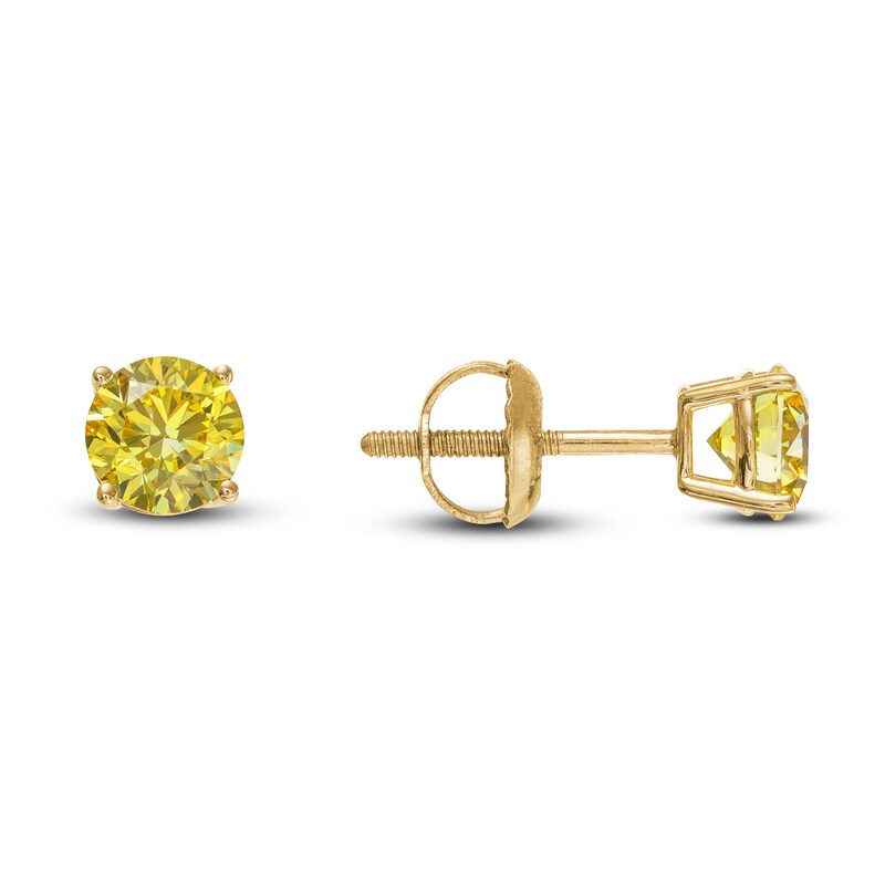 Yellow Lab-Created Diamond Earrings 1 ct tw Round 14K Yellow Gold