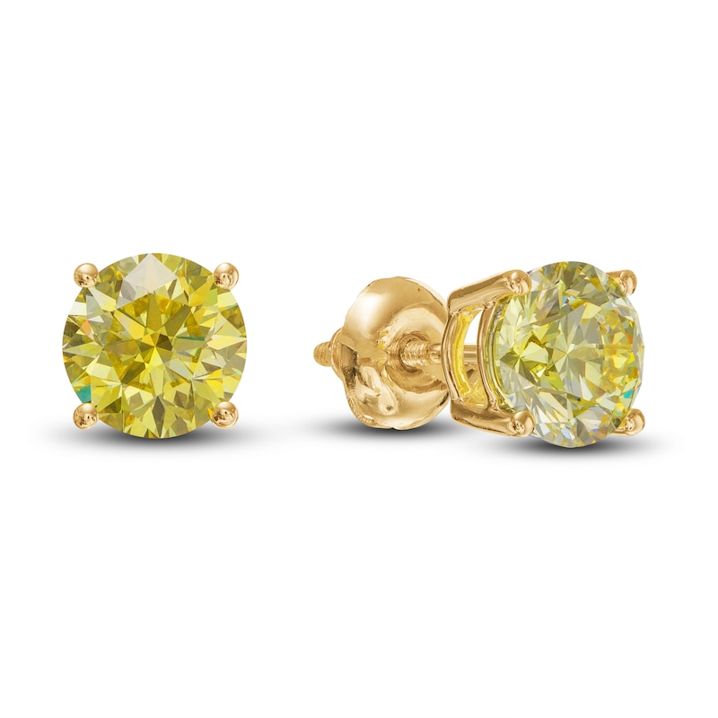 Yellow Lab-Created Diamond Earrings 2 ct tw Round 14K Yellow Gold