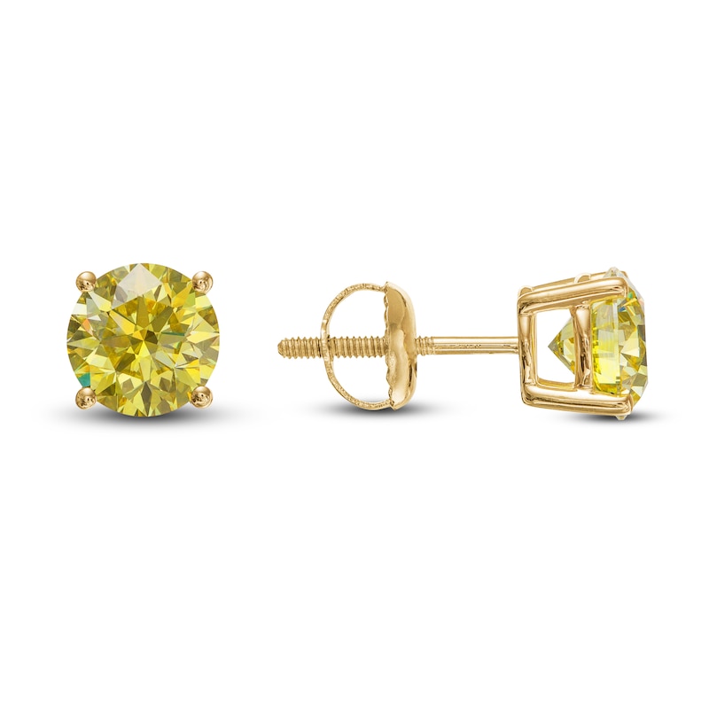 Yellow Lab-Created Diamond Earrings 2 ct tw Round 14K Yellow Gold