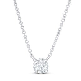 Lab-Created Diamond Solitaire Necklace 1/2 ct tw Round 14K White Gold 19&quot; (SI2/F)