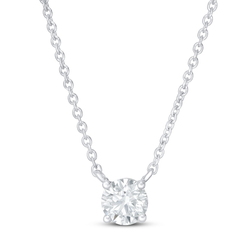 Lab-Created Diamond Solitaire Necklace 1/2 ct tw Round 14K White Gold 19" (SI2/F)