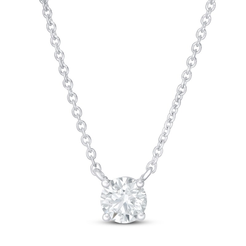 Lab-Created Diamond Solitaire Necklace 1/2 ct tw Round 14K White Gold 19" (SI2/F)