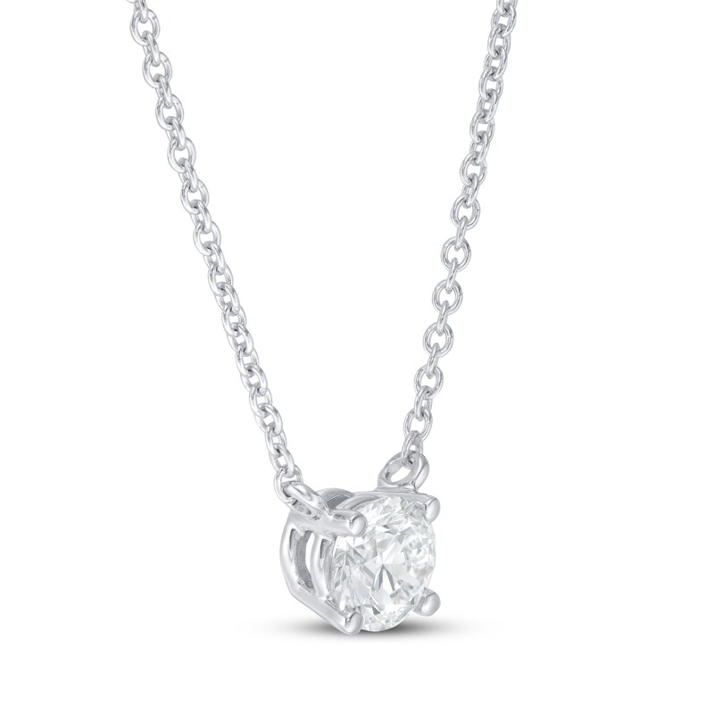 Lab-Created Diamond Solitaire Necklace 1/2 ct tw Round 14K White Gold 19" (SI2/F)