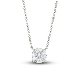 Lab-Created Diamond Solitaire Necklace 1-1/2 ct tw Round 14K White Gold 18&quot; (SI2/F)