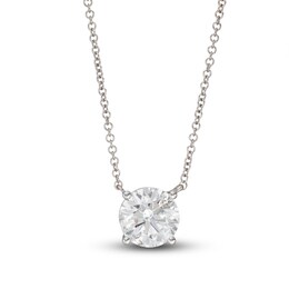 Lab-Created Diamond Solitaire Necklace 2 ct tw Round 14K White Gold 18&quot; (SI2/F)