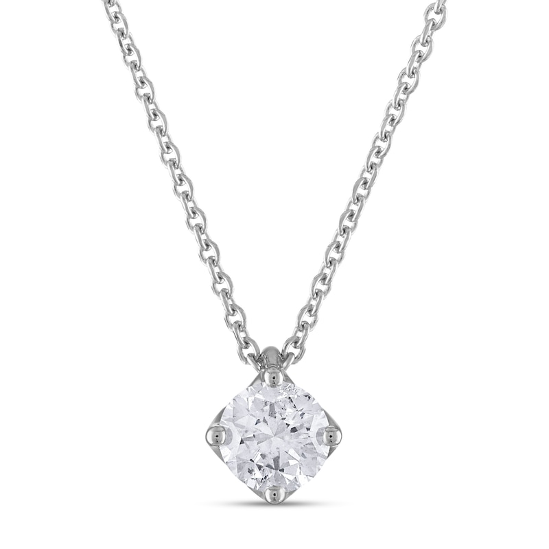 Main Image 1 of Diamond Solitaire Necklace 1/2 ct tw Round 14K White Gold (I2/I)