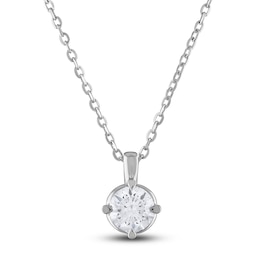 Diamond Solitaire Necklace 1/4 ct tw Round 14K White Gold (I2/I)