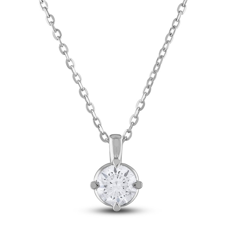 Diamond Solitaire Necklace 1/4 ct tw Round 14K White Gold (I2/I)