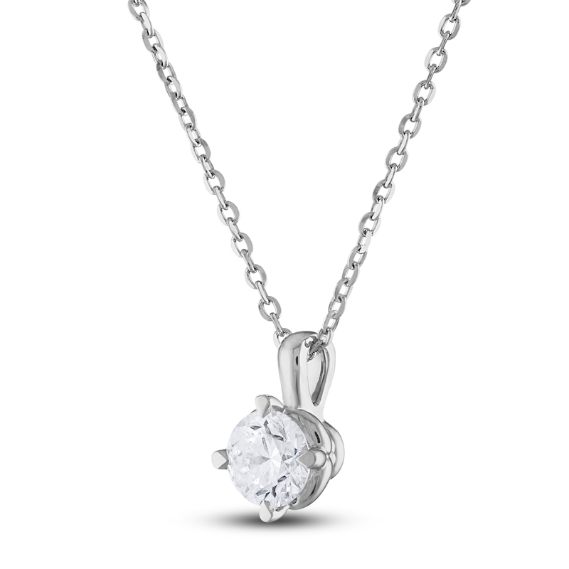 Main Image 2 of Diamond Solitaire Necklace 1/4 ct tw Round 14K White Gold (I2/I)