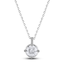 Diamond Solitaire Necklace 1/2 ct tw Round 14K White Gold (I2/I)