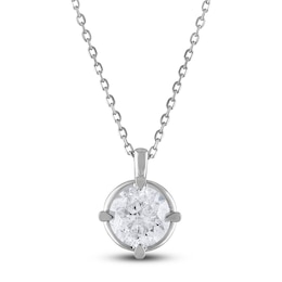 Diamond Solitaire Necklace 1 ct tw Round 14K White Gold (I2/I)