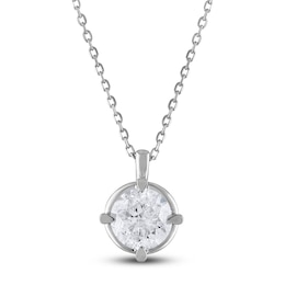 Diamond Solitaire Necklace 1 ct tw Round 14K White Gold (I2/I)