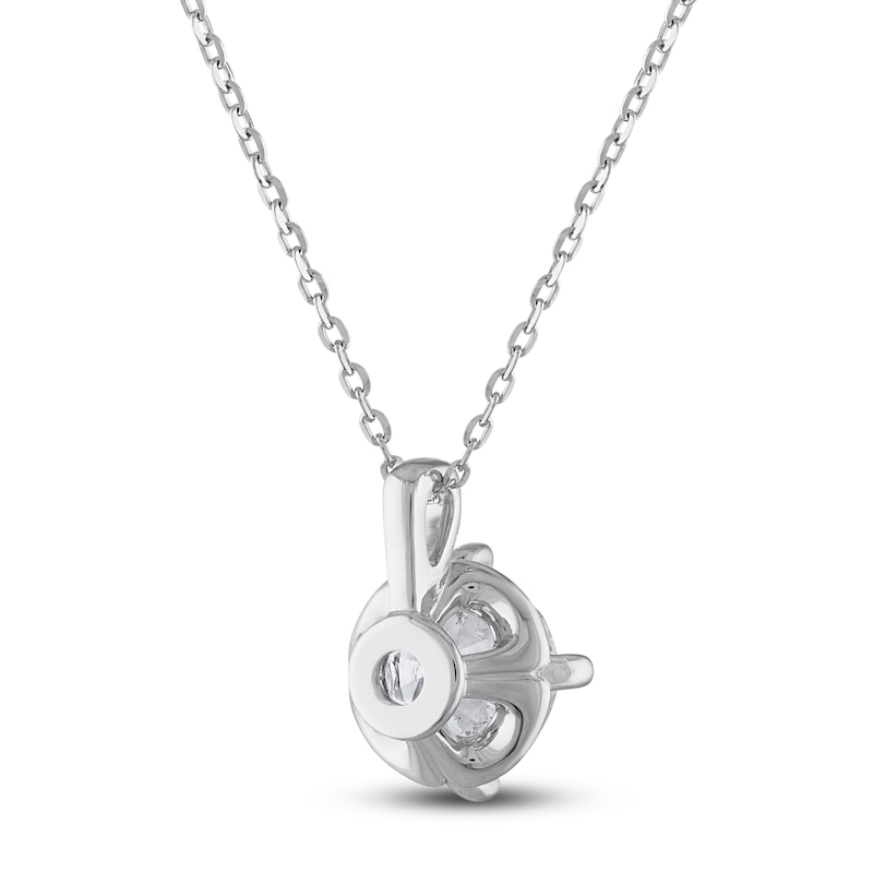 Main Image 3 of Diamond Solitaire Necklace 1 ct tw Round 14K White Gold (I2/I)