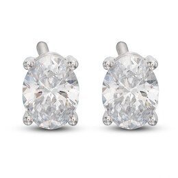 Lab-Created Diamond Solitaire Stud Earrings 1 ct tw Oval 14K White Gold (SI2/F)