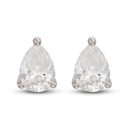 Lab-Created Diamond Solitaire Stud Earrings 1 ct tw Pear-shaped 14K White Gold (SI2/F)