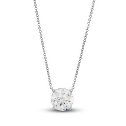 Lab-Created Diamond Solitaire Necklace 4 ct tw Round 14K White Gold 19&quot; (SI2/F)