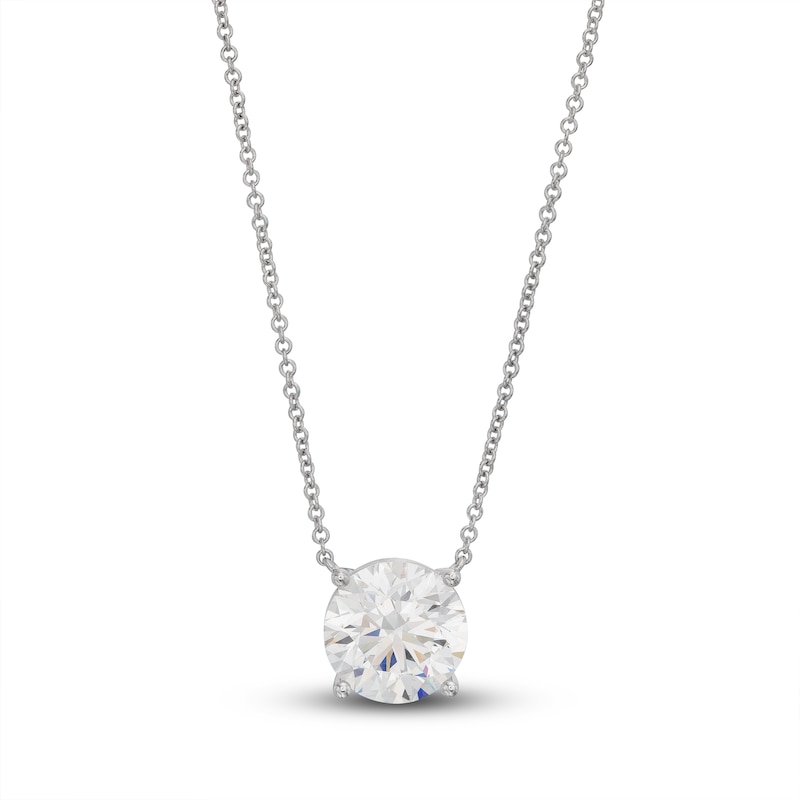 Lab-Created Diamond Solitaire Necklace 4 ct tw Round 14K White Gold 19" (SI2/F)
