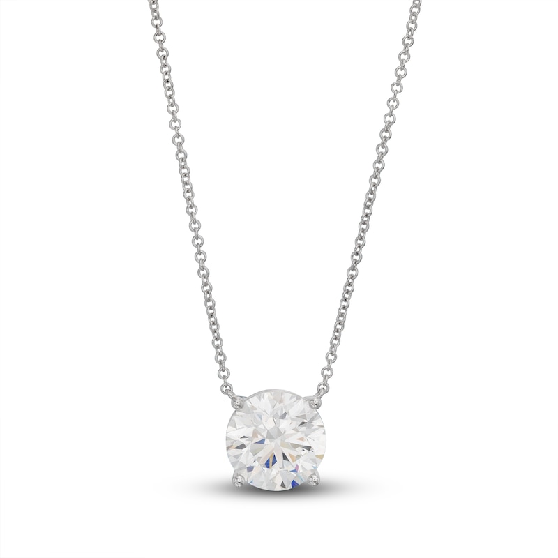 Main Image 1 of Lab-Grown Diamond Solitaire Necklace 4 ct tw Round 14K White Gold 19" (SI2/F)