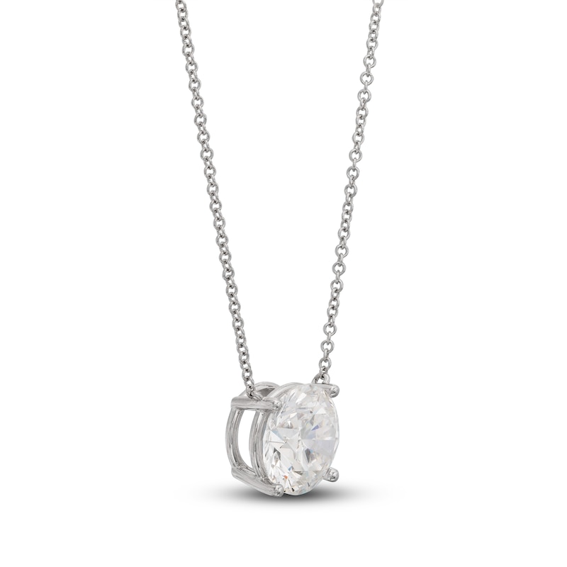 Main Image 2 of Lab-Grown Diamond Solitaire Necklace 4 ct tw Round 14K White Gold 19" (SI2/F)