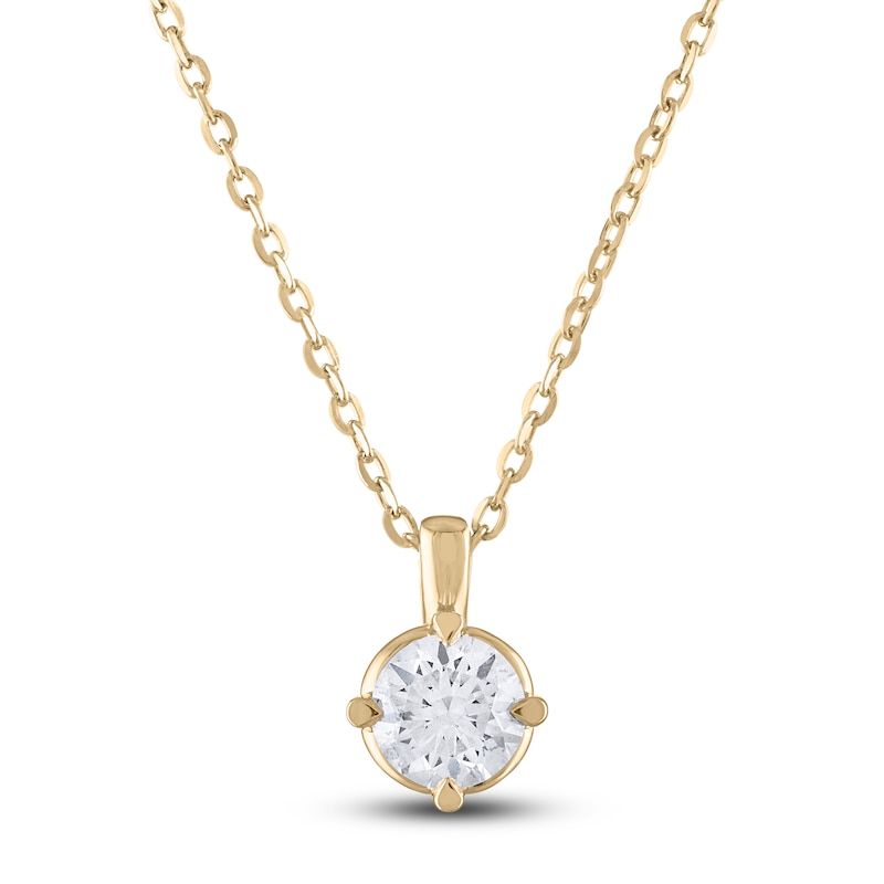 Main Image 1 of Diamond Solitaire Necklace 1/2 ct tw Round 14K Yellow Gold (I2/I)