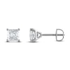 Thumbnail Image 2 of Certified Diamond Solitaire Stud Earrings 1 ct tw Princess 18K White Gold (SI2/I)