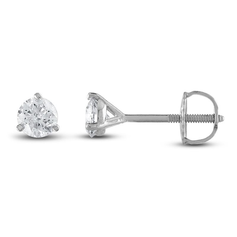 Main Image 1 of Certified Diamond Solitaire Earrings 1/4 ct tw Round 18K White Gold (SI2/I)